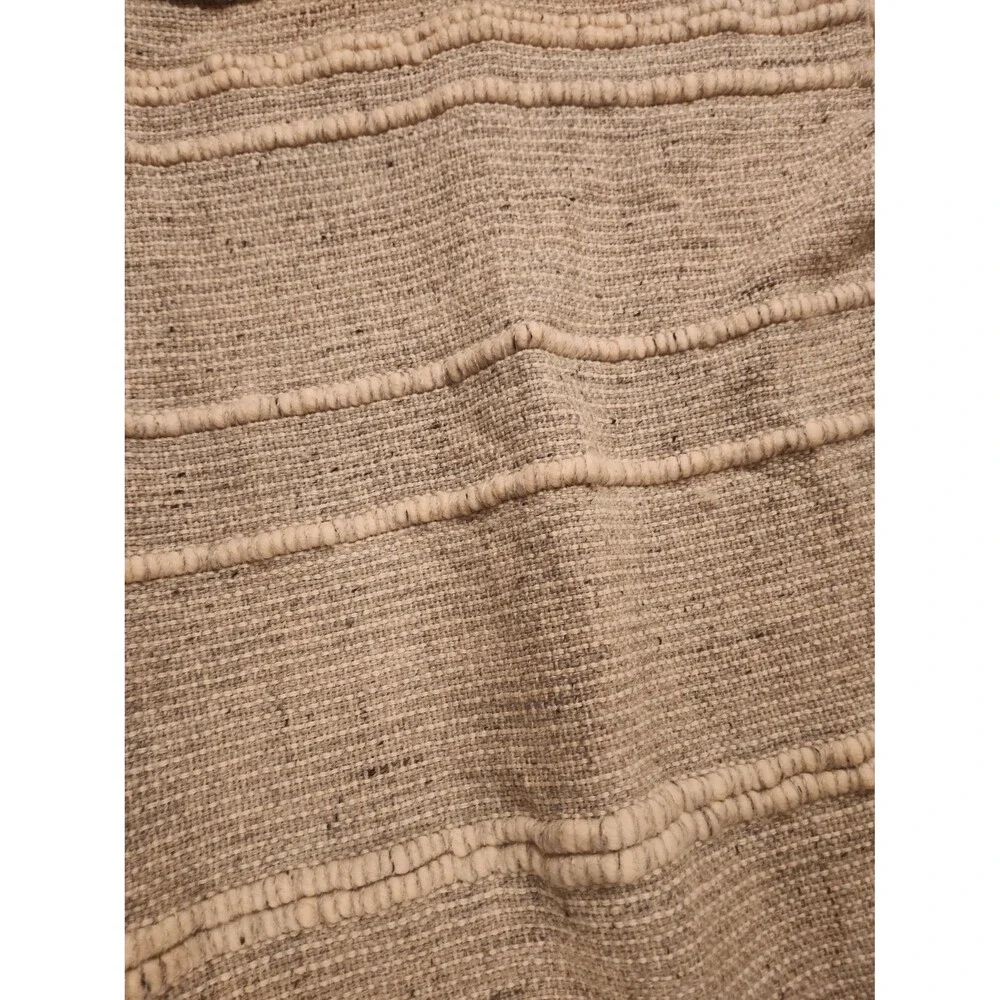 Amber Hill by Anthropologie 100% Wool Blue & White Tassel Blanket